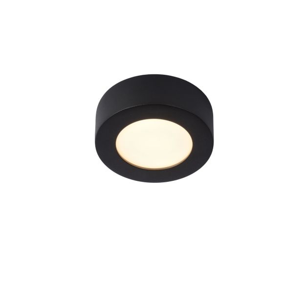 Lucide Brice-Led - plafondverlichting - Ø 11,7 x 3,9 cm - 8W dimbare LED incl. - IP44 - zwart
