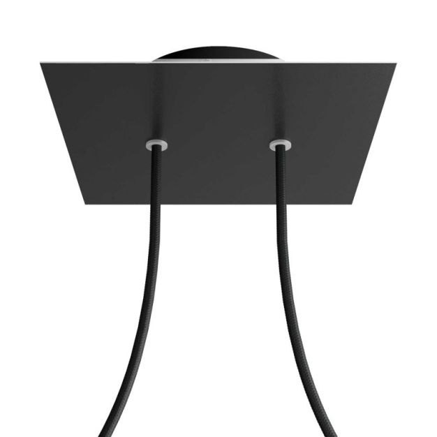 Creative Cables - Rose-One Vierkant plafondrozet voor 2 lichtpunten - 20 x 20 x 3,5 cm - zwart