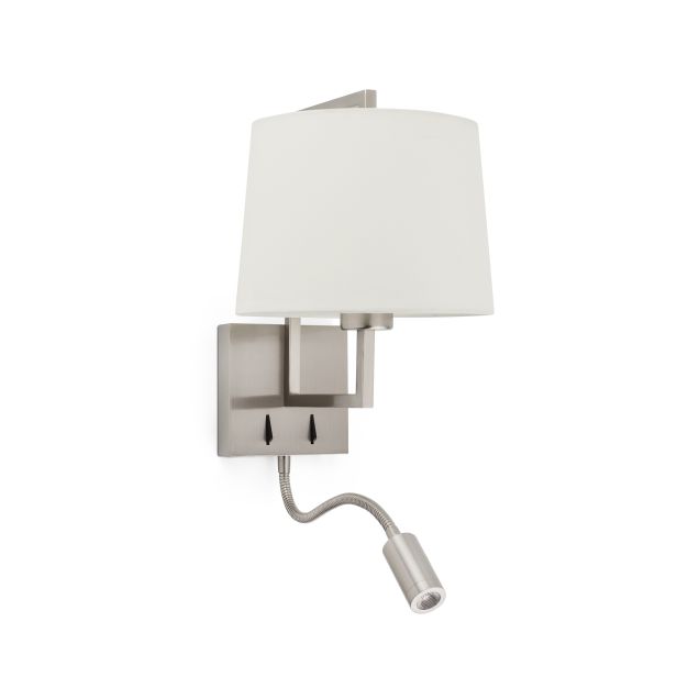 Faro Frame - wandverlichting met schakelaar - 21,5 x 28 x 17,6 cm - 3W LED incl. - beige en mat nikkel