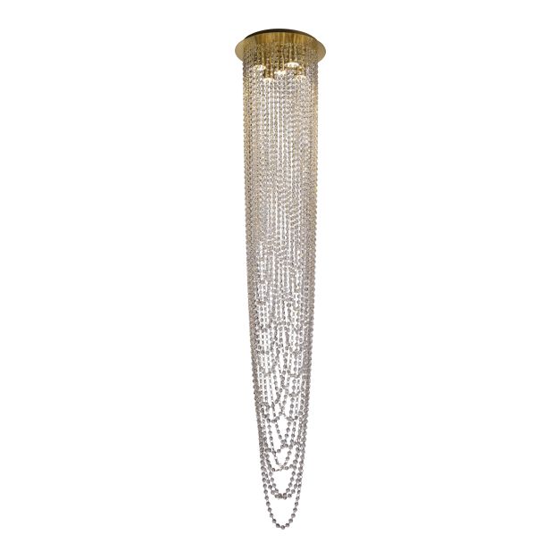 Searchlight Swoop - hanglamp - Ø 35 x 180 cm - satijn messing en transparant