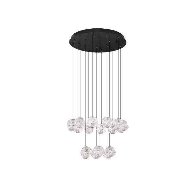 Nova Luce Ifos - hanglamp - Ø 60 x 210 cm - 87W dimbare LED incl. - zandzwart en chroomkleurig metaal