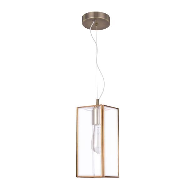 Nova Luce Flavio - hanglamp - 32 x 13 x 130 cm - transparant en antiek messing