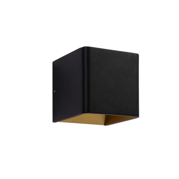 Artdelight Fulda - wandlamp - 10 x 10 x 10 cm - 6W dimbare LED incl. - zwart en goud