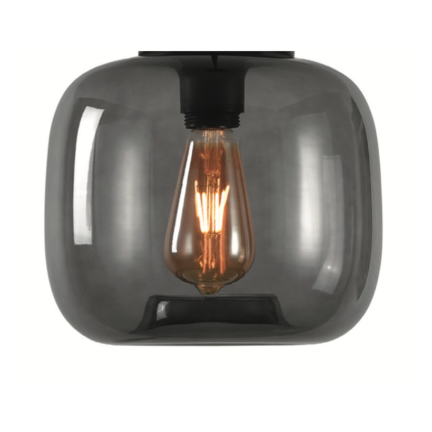 Artdelight Preston - glazen lampenkap - Ø 24 x 20 cm - gerookt