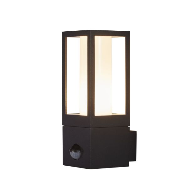 Searchlight Avenue - buiten wandverlichting met sensor - 21 x 7,5 x 7,5 cm - IP44 - zwart