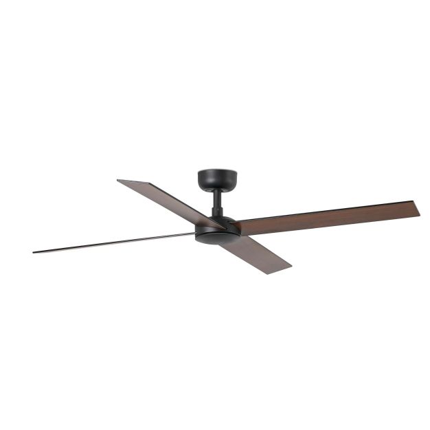 Faro Rudder L 4 - plafondventilator - Ø 132 cm - mat zwart en donker walnoot