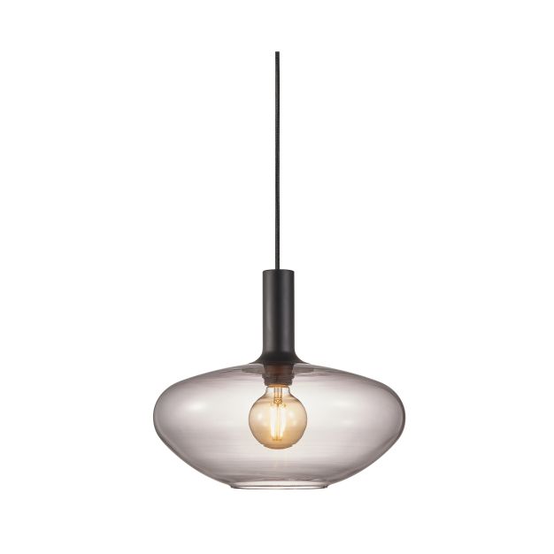 Nordlux Alton - hanglamp - Ø 35 x 330 cm - zwart en gerookt glas