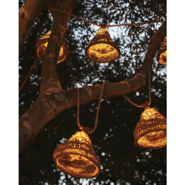 New Garden Maro - lichtslinger op zonne-energie - 8 meter slinger waarvan 3 meter snoer - 10 LED-lampen incl. - IP44 - rotan
