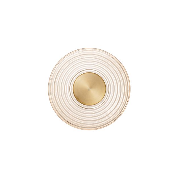 Nova Luce Nous - wandlamp - Ø 30 x 30 cm - 8W LED incl. - messing goud en amber glas