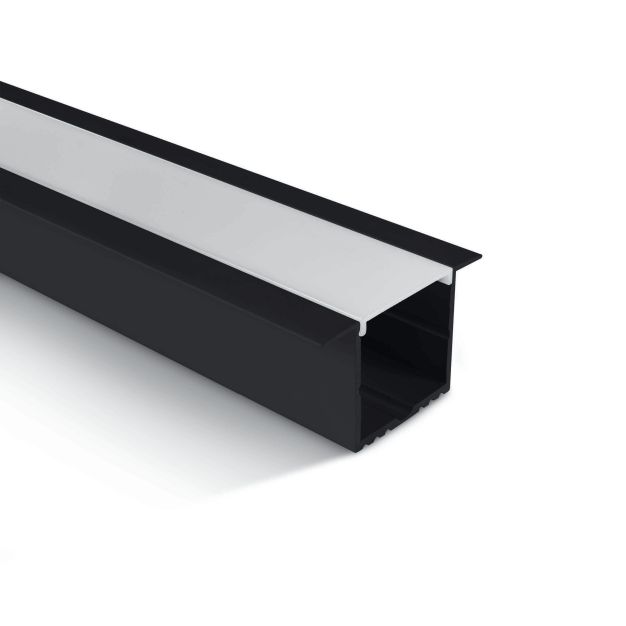 ONE Light inbouw profiel met diffusor - 5,7 x 3,6 cm - 200 cm  lengte - zwart en opaal
