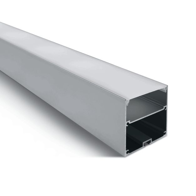ONE Light profiel met diffusor - 6 x 6 cm - 200 cm  lengte - aluminium en opaal