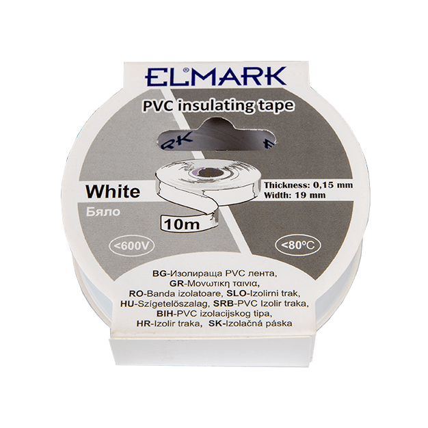 Elmark isolerende PVC tape 19mm - 10 meter lengte - wit