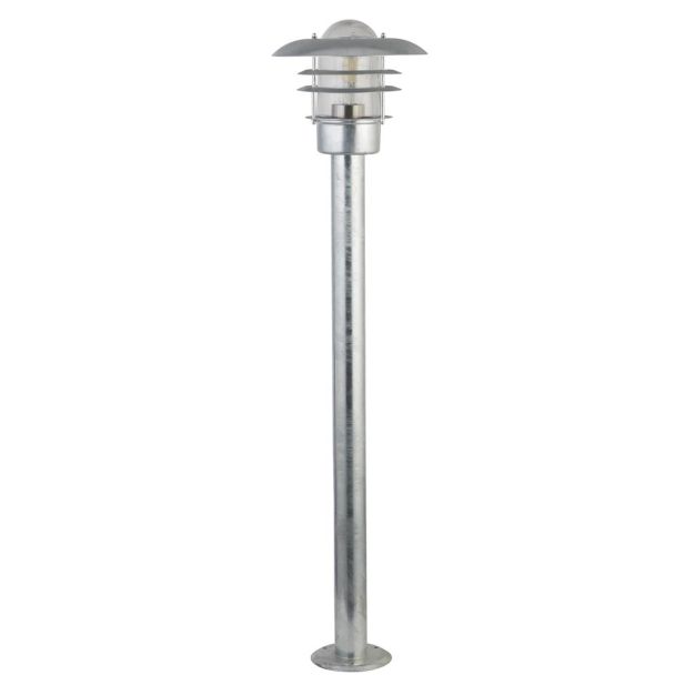 Searchlight Conrad - lantaarnpaal - Ø 23 x 98 cm - IP44 - gegalvaniseerd zilver