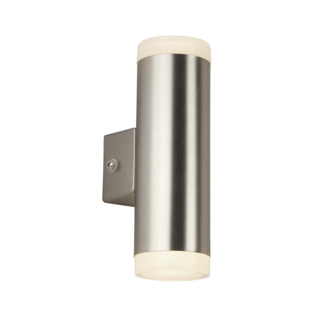 Searchlight Lincoln - buiten wandverlichting - 5 x 16,5 cm - 8W LED incl. - IP44 - satijn zilver