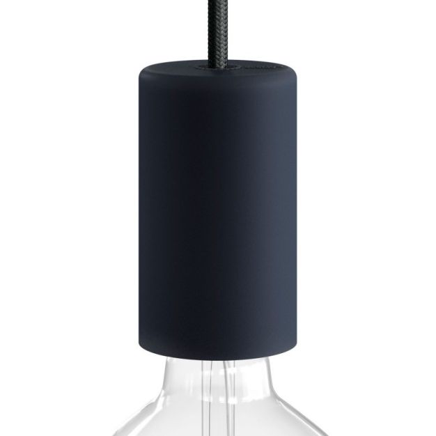 Creative Cables Eiva Elegant - E27 fitting met siliconen kabelhouder - Ø 6 x 10,5 cm - IP65 - steenkool zwart