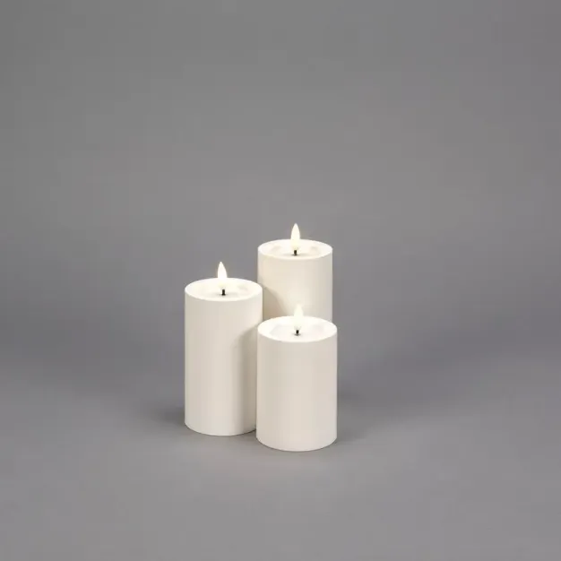 Konstsmide - LED blokkaars op batterijen met flakkervlam - Ø 7 x 15 cm - IP44 - wit