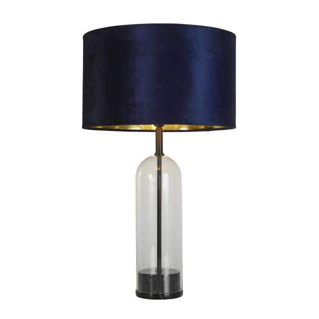 Searchlight Oxford - tafellamp - Ø 40 x 51 cm - zwart, goud en marineblauw