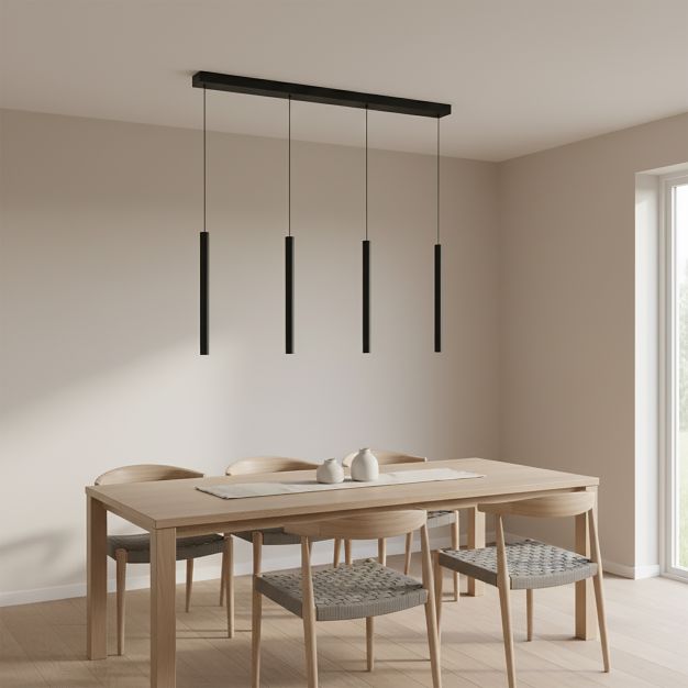 Lucide Lorenz - hanglamp - 120 x 4 x 180 cm - 4 x 4W dimbare LED incl. - zwart