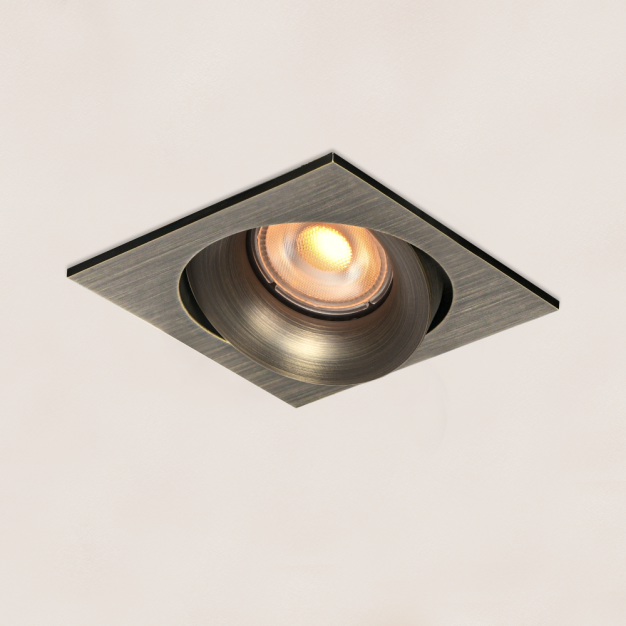 Artdelight Alice - inbouwspot - 90 x 90 mm, 83 x 83 mm inbouwmaat - antiek brons