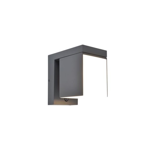 Lutec Prima - buiten wandlamp op zonne-energie met sensor - 10 x 13,5 x 16 cm - 9,5W LED incl. - IP44 - donker grijs