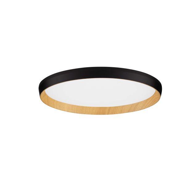 Nova Luce Vomos - plafondlamp - Ø 40 x 7 cm - 36W dimbare LED incl. - zandzwart en hout