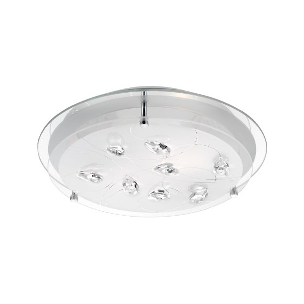 Nova Luce Vedere - plafondverlichting - Ø 31,5 x 6 cm - wit en chroom