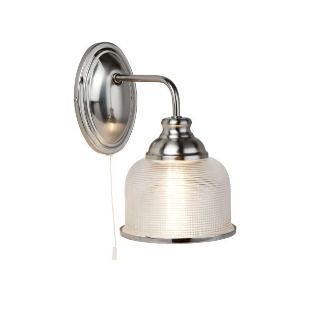 Searchlight Bistro II - wandverlichting met trekschakelaar - 15 x 25 cm - satijn zilver