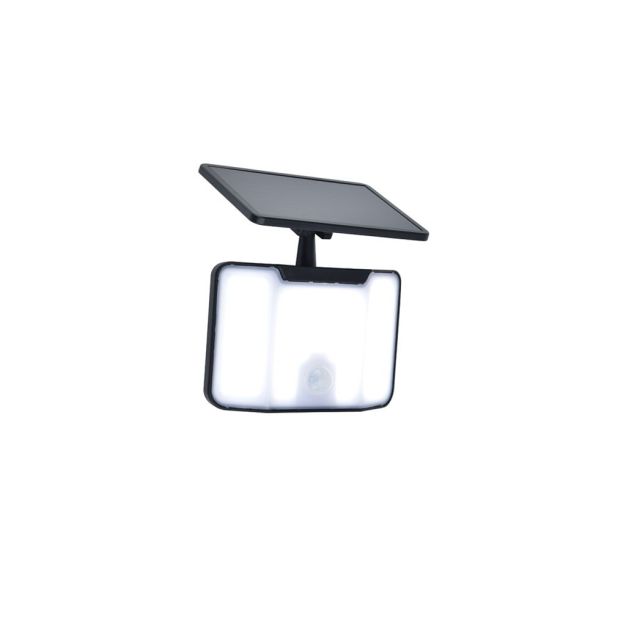 Lutec Kombo - verstraler met sensor op zonne-energie - 16 x 10,2 x 8,9 cm - 6W LED incl. - IP44 - zwart