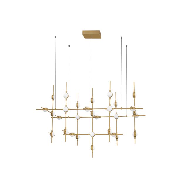 Nova Luce Atomo - hanglamp met afstandsbediening - 106 x 58,5 x 150 cm - 30 x 2,4W dimbare LED incl. - goud