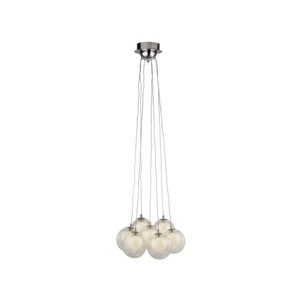 Searchlight Cluster - hanglamp - 39 x 35,5 x 120 cm - 7 x 2W dimbare LED incl. - chroom en transparant