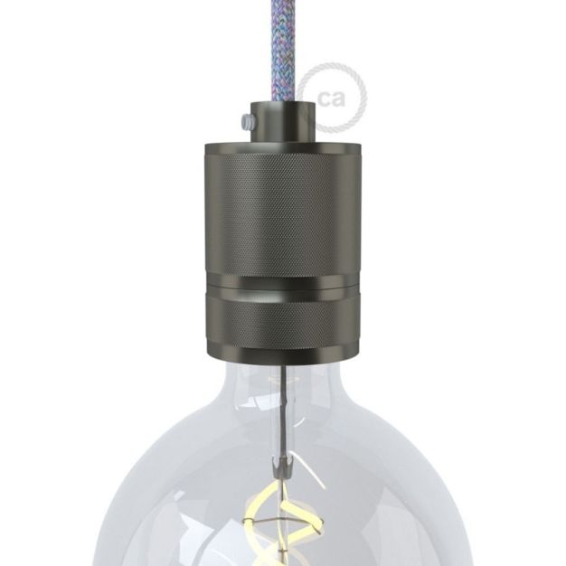 Creative Cables - E27 fitting met aluminium gefreesde kabelhouder - Ø 4,5 x 7 cm - grijs