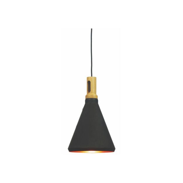 Artdelight Cornet - hanglamp - Ø 26 x 176 cm - zwart en goud