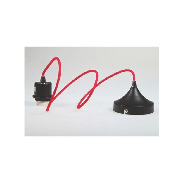 Artdelight Iron - hanglamp - Ø 12 x 120 cm - zwart en rood