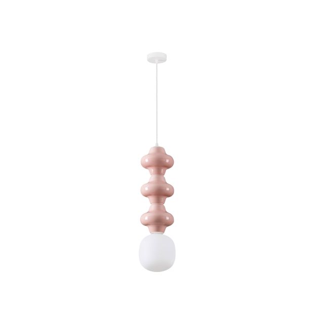 Nova Luce Clio - hanglamp - Ø 18 x 240 cm - roze en opaalglas