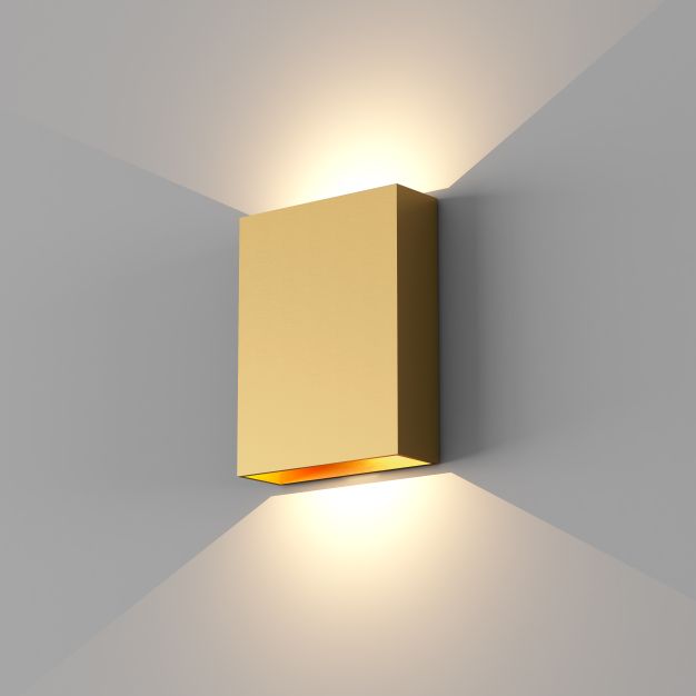 Artdelight Memphis - wandlamp - 4 x 12 x 16 cm - 6W dimbare LED incl. - IP65 - warm goud