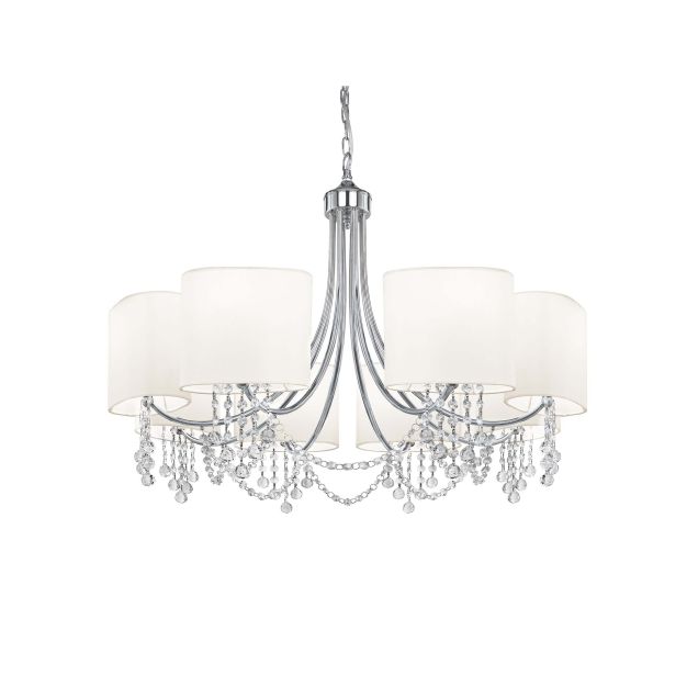 Searchlight Nina - luster - Ø 75 x 106 cm - chroom en wit