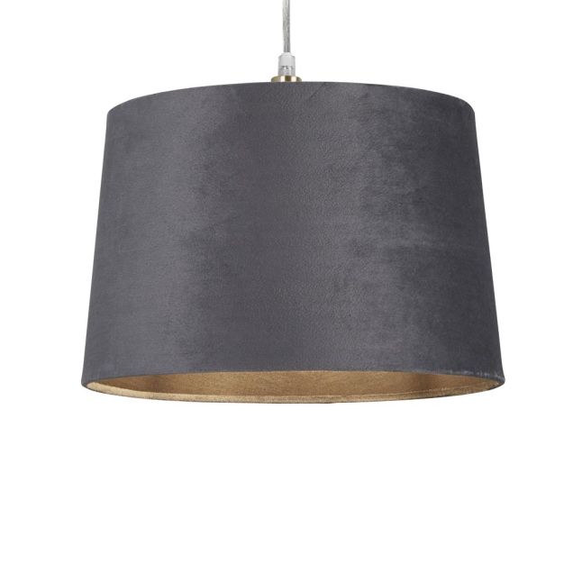 Searchlight Drum Shade - lampenkap - Ø 30 x 20 cm - antraciet en geborsteld goud