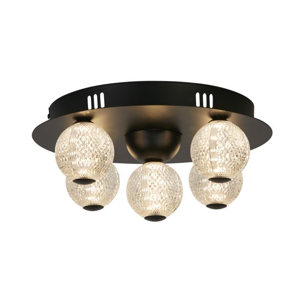 Searchlight Asteroid - plafondlamp - Ø 33 x 16 cm - 21W dimbare LED incl. - zwart