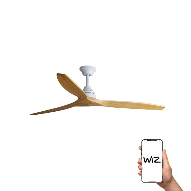 Faro Alo Wiz - smart plafondventilator met afstandsbediening - Ø 152 cm - wit en lichtbruin