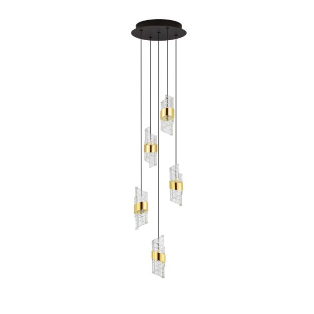 Nova Luce Seneca - hanglamp - Ø 30 x 150 cm - 41W LED incl. - goud en zwart