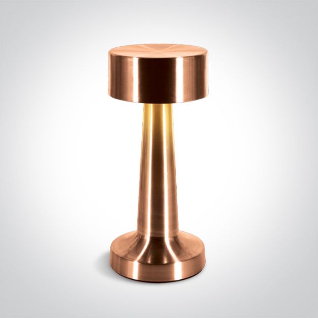 ONE Light Portable Table Lights - oplaadbare tafellamp - Ø 9 x 21 cm - 3 stappen dimbaar - 3W LED incl. - IP54 - koper