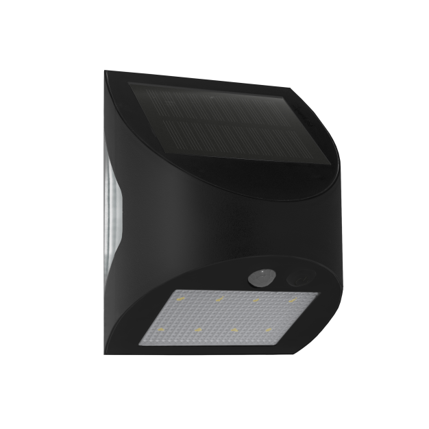 Century Italia Arcadia Max - buiten wandlamp op zonne-energie met sensor - 10,5 x 8 x 13 cm - 3W LED incl. - IP65 - zwart