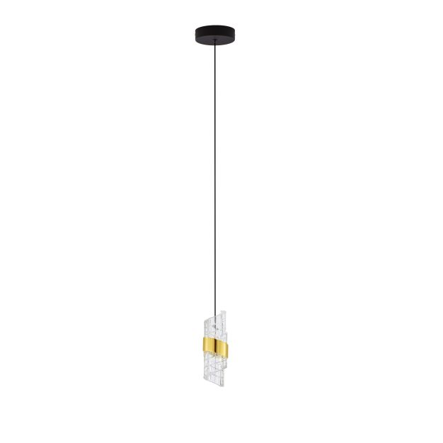 Nova Luce Seneca - hanglamp - Ø 13 x 150 cm - 9W LED incl. - goud en zwart