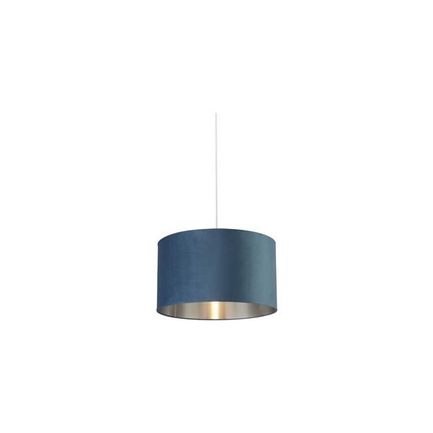 Searchlight Drum Shade - lampenkap - Ø 45 x 26 cm - blauwgroen en zilver