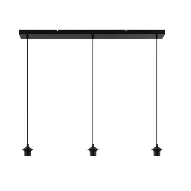 Artdelight Balk - hanglamp 3L met pendels - 100 x 10 x 150 cm - zwart