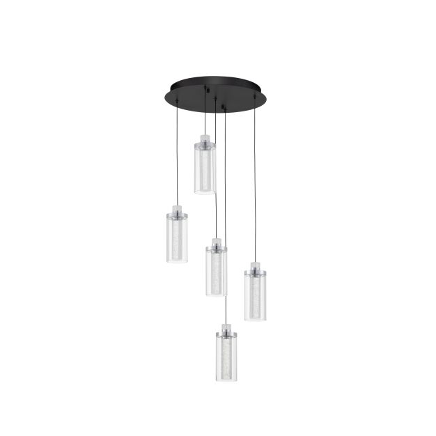 Nova Luce Lune - hanglamp - Ø 38 x 190 cm - 38W dimbare LED incl. - zandzwart en chroom
