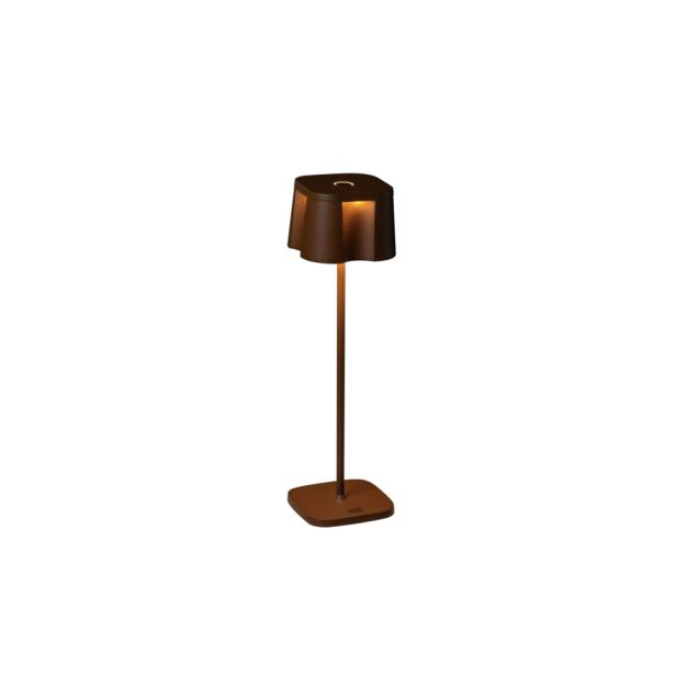 Konstsmide Nice - draadloze buiten tafellamp met laadstation - 10 x 10 x 36 cm - 2,2W dimbare LED incl. - IP54 - roestbruin