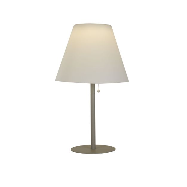 Searchlight Venice - tafellamp op zonne-energie - Ø 38 x 68 cm - 1,6W LED incl - IP44 - zilver en wit