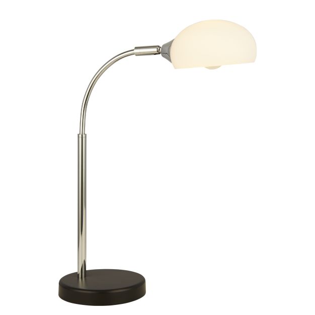 Searchlight Astro - tafellamp - 15 x 49 cm - zwart, chroom en opaal