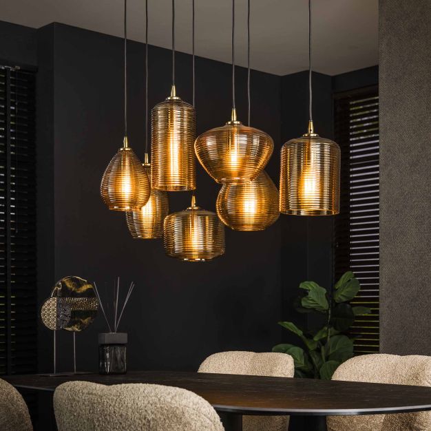 Vico Stripe Glass - hanglamp - 93 x 40 x 150 cm - goud